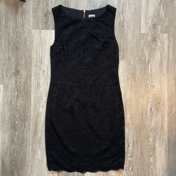 Haute Hippie Dresses | Haute Hippie Black Lace Sleeveless Dress With Exposed Gold Zipper- Sz. 8 | Color: Black | Size: 8 | Sasangerman's Closet